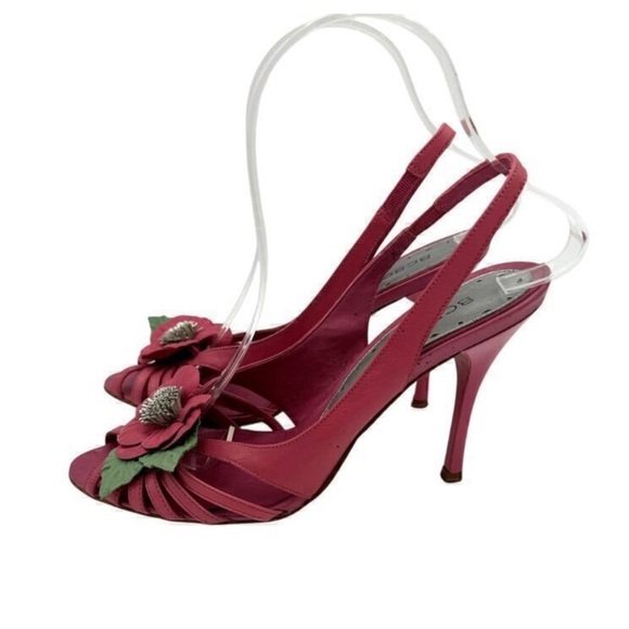 BCBGMaxAzria Pink and Green Floral Heels - Picture 3 of 7